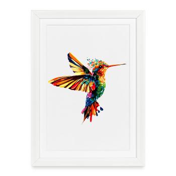 Hummingbird Hummingbird Bird Hummingbirds Cute Hummingbird - Framed poster (27 × 37 cm) - white - Front