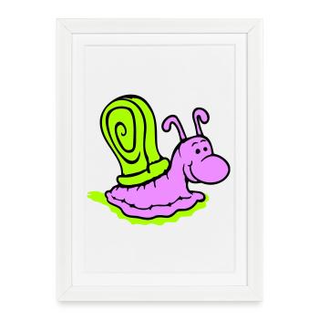 Escargot Slime Trail Mignon Mignon Heureux Cool - Affiche encadrée (27 × 37 cm) - blanc - Devant