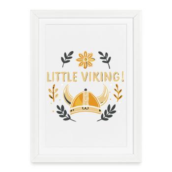 Petit Viking Couronné Illustration - Affiche encadrée (27 × 37 cm) - blanc - Devant