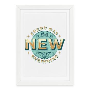 Every day is a new beginning – Vintage Badge - Framed poster (27 × 37 cm) - white - Front
