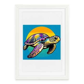 tortue - Affiche encadrée (27 × 37 cm) - blanc - Devant