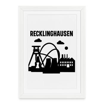 Recklinghausen Silhouette - Affiche encadrée (27 × 37 cm) - blanc - Devant