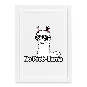 Llama with Sunglasses No Prob Mom - Framed poster (27 × 37 cm) - white - Front