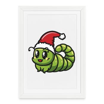Worm Christmas - Framed poster (27 × 37 cm) - white - Front