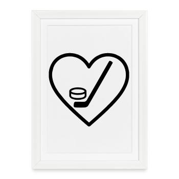 Hockey sur le cœur – Amateur de sport - Affiche encadrée (27 × 37 cm) - blanc - Devant