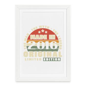 2016 Vintage Retro Geburtstagsgeschenk - Gerahmtes Poster (27 × 37 cm) - Weiß - Vorne