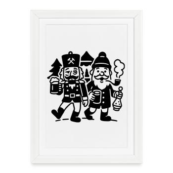 Équipe de Vin Chaud Coup de Noël Casse-Noisette - Affiche encadrée (27 × 37 cm) - blanc - Devant