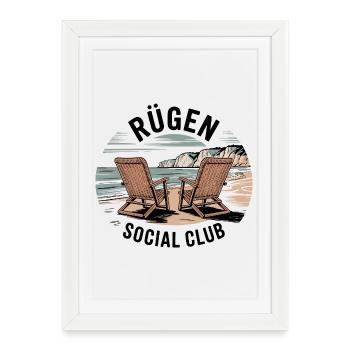 Vacances à Rügen : plage de voyage en mer Baltique - Affiche encadrée (27 × 37 cm) - blanc - Devant