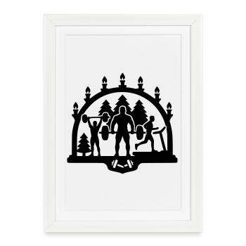 Gym Schwibbogen Christmas - Affiche encadrée (27 × 37 cm) - blanc - Devant