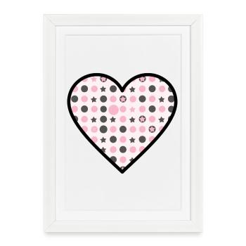 Motif de cœur Points étoilés mignons - Affiche encadrée (27 × 37 cm) - blanc - Devant