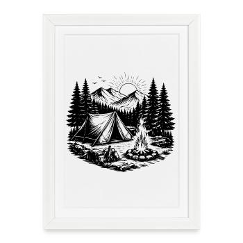 Camping Tent Forest Outdoor - Framed poster (27 × 37 cm) - white - Front
