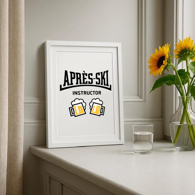 Après-Ski Instructor (Bier Apres Ski Konkav POS3C) Gerahmtes Poster (27 × 37 cm)