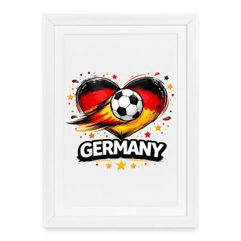 Allemagne Love – Heart Football Design 2026 - Affiche encadrée (27 × 37 cm) - blanc - Devant