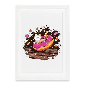 Cat donut with sprinkles - Framed poster (27 × 37 cm) - white - Front