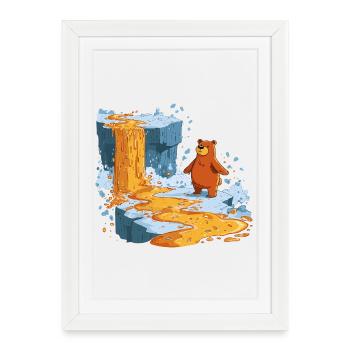 Supporte le flot de lave sur la glace - Affiche encadrée (27 × 37 cm) - blanc - Devant