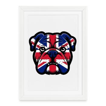 Portrait du bouledogue Union Jack - Affiche encadrée (27 × 37 cm) - blanc - Devant