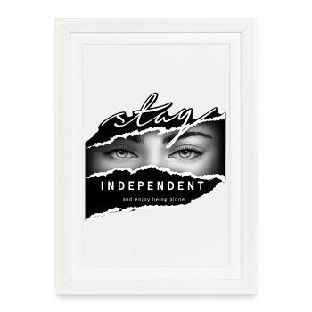 Stay Independent Eyes Streetwear Design - Affiche encadrée (27 × 37 cm) - blanc - Devant