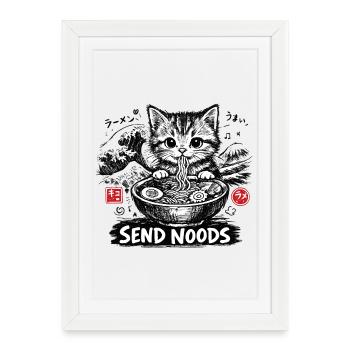 Ramen Cat Kanagawa - Framed poster (27 × 37 cm) - white - Front