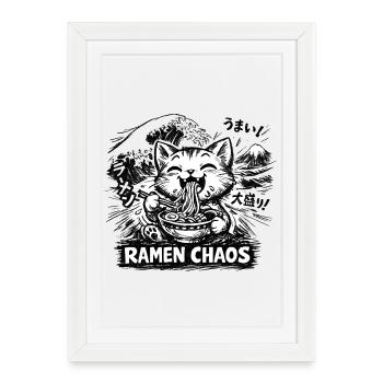 Ramen Noodles Cat Lover Retro Kawaii Cats - Framed poster (27 × 37 cm) - white - Front