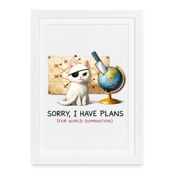 Evil Cat World Domination Plans - Framed poster (27 × 37 cm) - white - Front