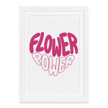 Design de police rose Flower Power - Affiche encadrée (27 × 37 cm) - blanc - Devant