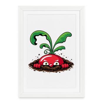 Radis curieux de la terre - Affiche encadrée (27 × 37 cm) - blanc - Devant