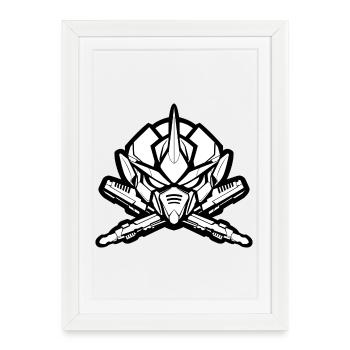 One Bulky Mech - Tête de logo v2 - Affiche encadrée (27 × 37 cm) - blanc - Devant