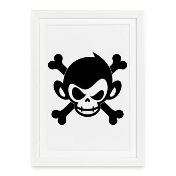 Icône du pirate singe crâne - Affiche encadrée (27 × 37 cm) - blanc - Devant