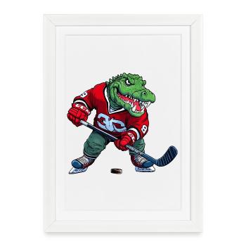 Krokodil Eishockey Alligator - Framed poster (27 × 37 cm) - white - Front