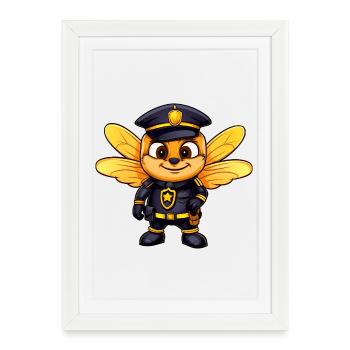 Police des abeilles - Affiche encadrée (27 × 37 cm) - blanc - Devant