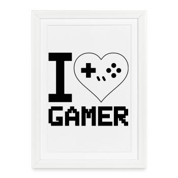 I Love Gamer - Framed poster (27 × 37 cm) - white - Front