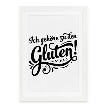 J’appartiens au jeu de mots Gluten – Drôle de mots - Affiche encadrée (27 × 37 cm) - blanc - Devant