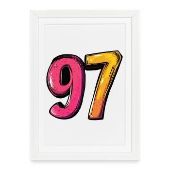 97 Nombre Coloré - Affiche encadrée (27 × 37 cm) - blanc - Devant