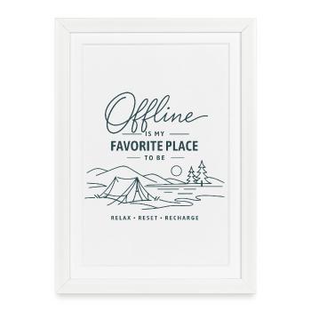 Offline is my favorite place - camping - Framed poster (27 × 37 cm) - white - Front