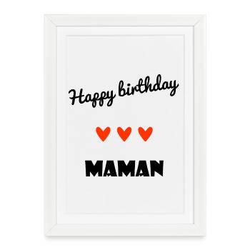 HAPPY BIRTHDAY. HAPPY BIRTHDAY. MAMMA. MOTHER. - Framed poster (27 × 37 cm) - white - Front