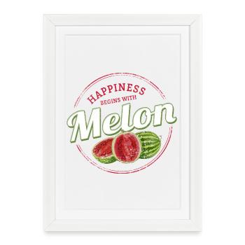 Watermelon Snack Vintage Fruit Retro Melon - Framed poster (27 × 37 cm) - white - Front