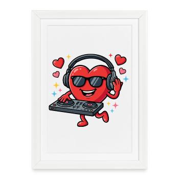 La Saint-Valentin DJ EDM DJ drôle la Saint-Valentin - Affiche encadrée (27 × 37 cm) - blanc - Devant