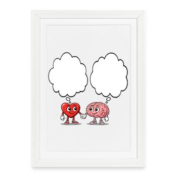Heart and brain holding hands - Framed poster (27 × 37 cm) - white - Front