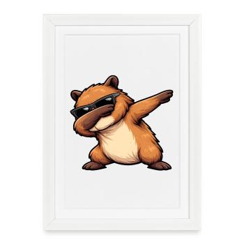 Tamponnement du capybara - Affiche encadrée (27 × 37 cm) - blanc - Devant