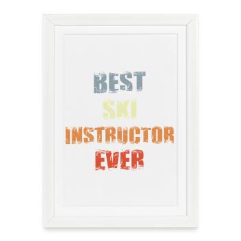 Ski trainer - Framed poster (27 × 37 cm) - white - Front
