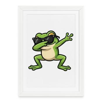 Grenouille à tamponner - Affiche encadrée (27 × 37 cm) - blanc - Devant