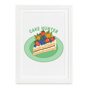 Cake Hunter Fruitcake Illustration - Framed poster (27 × 37 cm) - white - Front