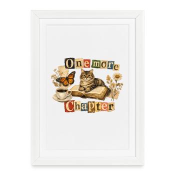 Un dernier chapitre - Chat de lecture douillet - Affiche encadrée (27 × 37 cm) - blanc - Devant