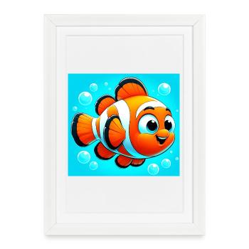 Poisson-clown - Affiche encadrée (27 × 37 cm) - blanc - Devant