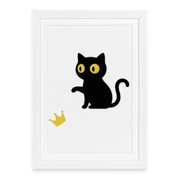 Un joli design de chat pour les amoureux des chats - Affiche encadrée (27 × 37 cm) - blanc - Devant
