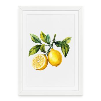 Citrons Aquarelle aux agrumes - Affiche encadrée (27 × 37 cm) - blanc - Devant
