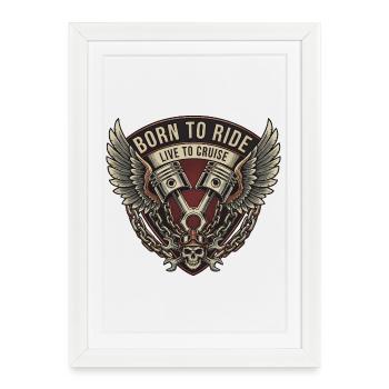 Moto Biker V-Twin Moteur Skull Skull Rocker - Affiche encadrée (27 × 37 cm) - blanc - Devant