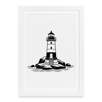 phare - Affiche encadrée (27 × 37 cm) - blanc - Devant
