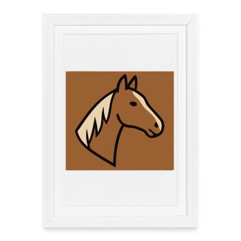 Profil du cheval : Nature de la tête - Affiche encadrée (27 × 37 cm) - blanc - Devant
