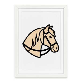 Logo de l’éleveur de chevaux Pony Head - Affiche encadrée (27 × 37 cm) - blanc - Devant